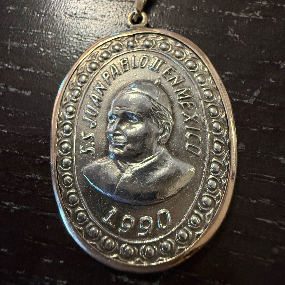 Silver Oval Pendant with 1990 Inscription